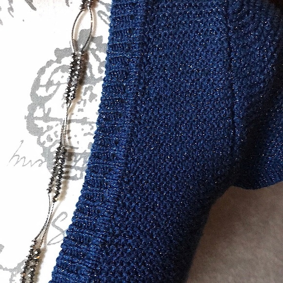 EXPRESS Cropped Short Sleeve Bolero Royal Blue Sweater Top & Necklace Set, M - Picture 10 of 12